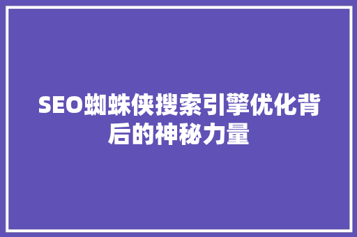 SEO蜘蛛侠搜索引擎优化背后的神秘力量  第1张