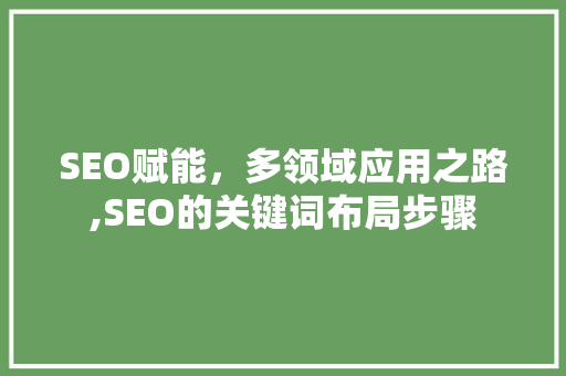 SEO赋能，多领域应用之路,SEO的关键词布局步骤