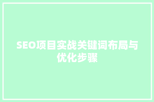 SEO项目实战关键词布局与优化步骤