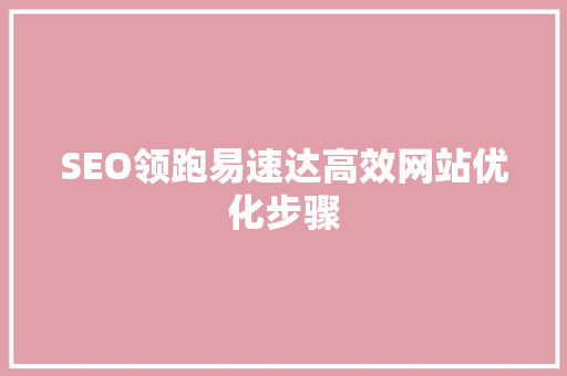 SEO领跑易速达高效网站优化步骤