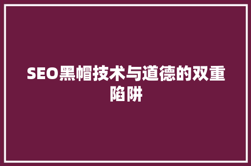 SEO黑帽技术与道德的双重陷阱  第1张