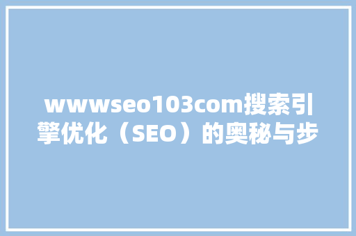 wwwseo103com搜索引擎优化（SEO）的奥秘与步骤