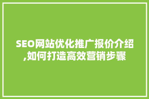SEO网站优化推广报价介绍,如何打造高效营销步骤