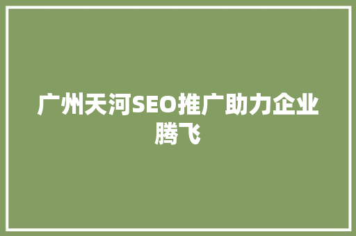 广州天河SEO推广助力企业腾飞
