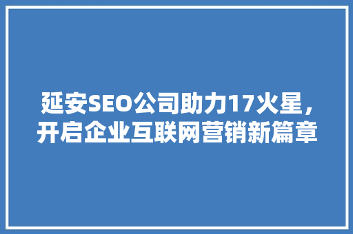 延安SEO公司助力17火星，开启企业互联网营销新篇章  第1张