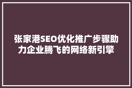 张家港SEO优化推广步骤助力企业腾飞的网络新引擎