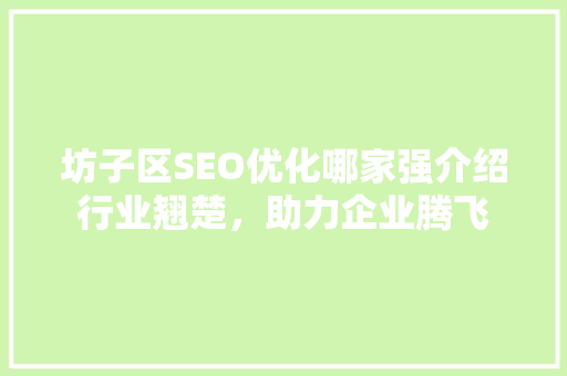 坊子区SEO优化哪家强介绍行业翘楚，助力企业腾飞  第1张