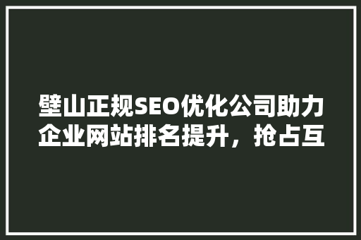 壁山正规SEO优化公司助力企业网站排名提升，抢占互联网市场先机  第1张