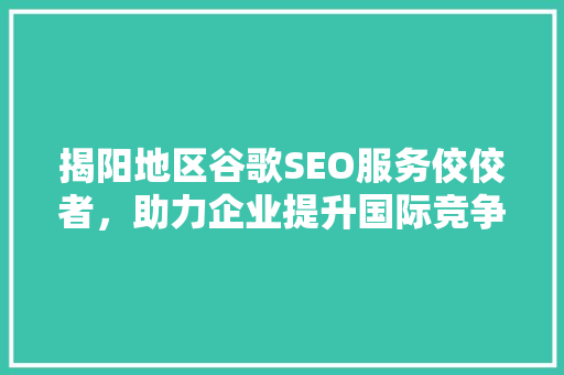 揭阳地区谷歌SEO服务佼佼者，助力企业提升国际竞争力