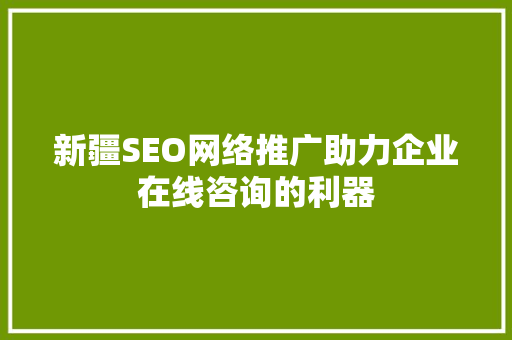 新疆SEO网络推广助力企业在线咨询的利器