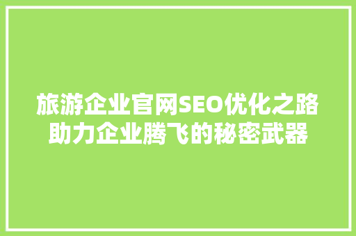 旅游企业官网SEO优化之路助力企业腾飞的秘密武器