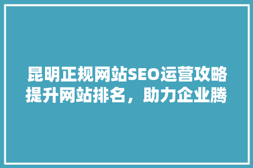 昆明正规网站SEO运营攻略提升网站排名，助力企业腾飞