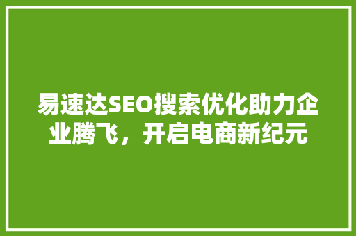 易速达SEO搜索优化助力企业腾飞，开启电商新纪元