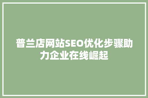 普兰店网站SEO优化步骤助力企业在线崛起