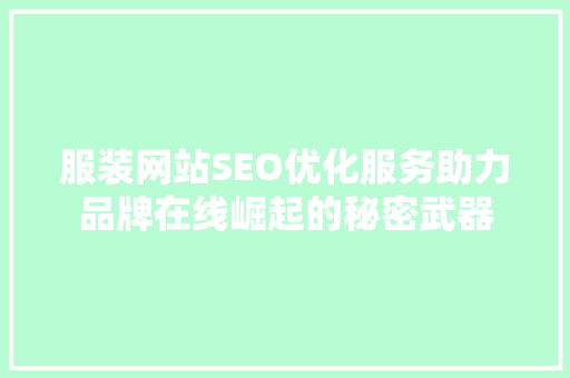 服装网站SEO优化服务助力品牌在线崛起的秘密武器