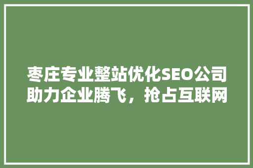 枣庄专业整站优化SEO公司助力企业腾飞，抢占互联网市场制高点