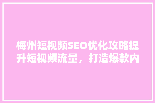 梅州短视频SEO优化攻略提升短视频流量，打造爆款内容  第1张