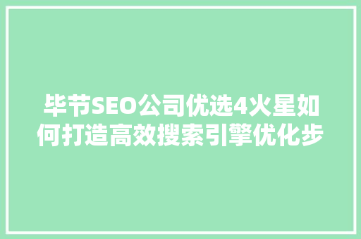 毕节SEO公司优选4火星如何打造高效搜索引擎优化步骤