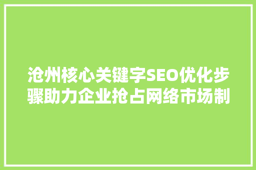 沧州核心关键字SEO优化步骤助力企业抢占网络市场制高点  第1张