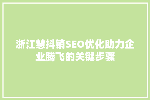 浙江慧抖销SEO优化助力企业腾飞的关键步骤  第1张