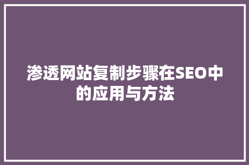 渗透网站复制步骤在SEO中的应用与方法  第1张