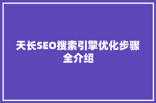天长SEO搜索引擎优化步骤全介绍