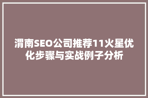 渭南SEO公司推荐11火星优化步骤与实战例子分析  第1张