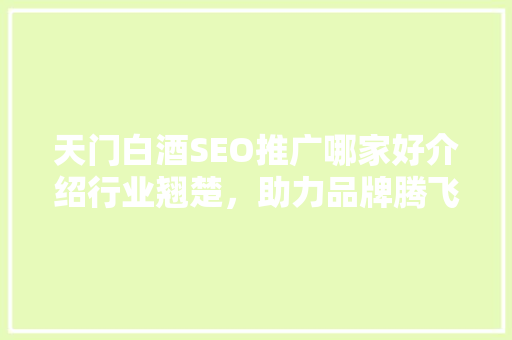 天门白酒SEO推广哪家好介绍行业翘楚，助力品牌腾飞