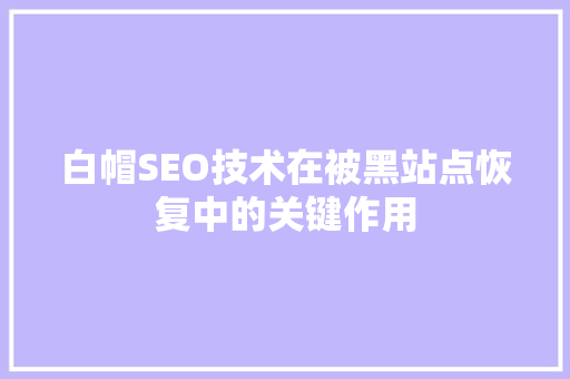 白帽SEO技术在被黑站点恢复中的关键作用
