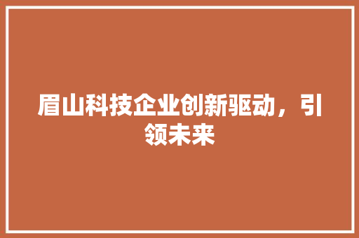 眉山科技企业创新驱动，引领未来