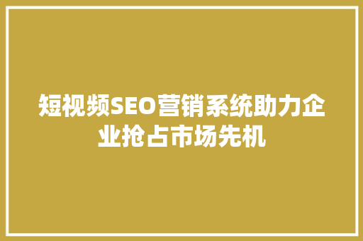 短视频SEO营销系统助力企业抢占市场先机