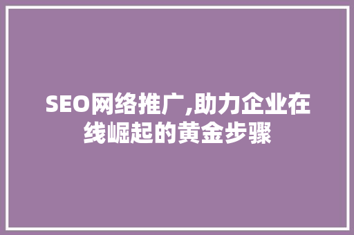 SEO网络推广,助力企业在线崛起的黄金步骤