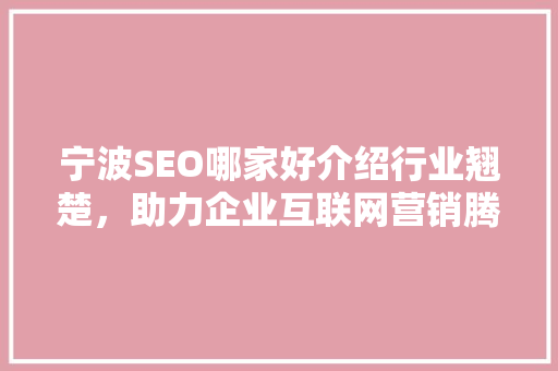 宁波SEO哪家好介绍行业翘楚，助力企业互联网营销腾飞
