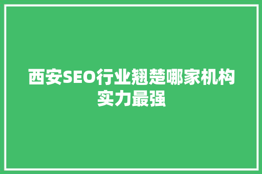西安SEO行业翘楚哪家机构实力最强