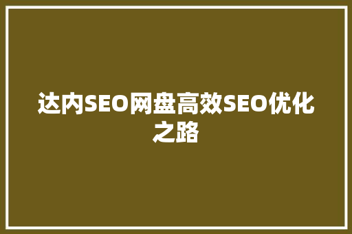 达内SEO网盘高效SEO优化之路  第1张