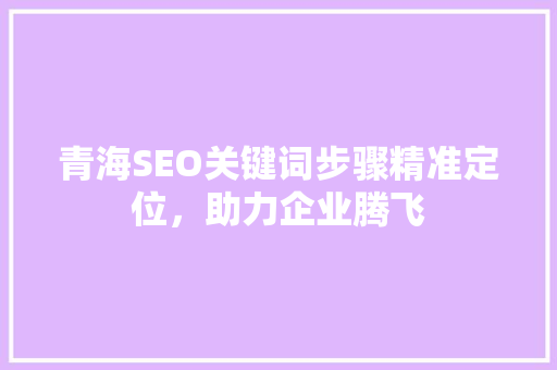 青海SEO关键词步骤精准定位，助力企业腾飞