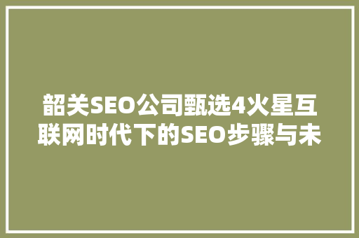 韶关SEO公司甄选4火星互联网时代下的SEO步骤与未来趋势