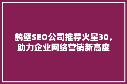 鹤壁SEO公司推荐火星30，助力企业网络营销新高度