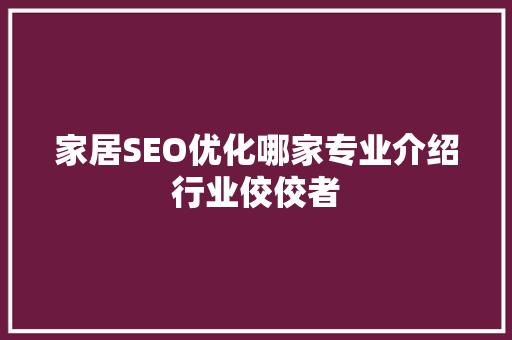家居SEO优化哪家专业介绍行业佼佼者