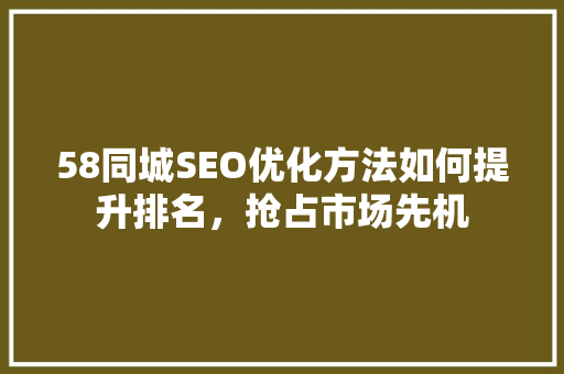 58同城SEO优化方法如何提升排名，抢占市场先机