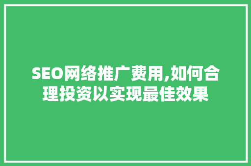 SEO网络推广费用,如何合理投资以实现最佳效果
