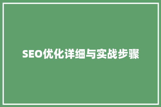 SEO优化详细与实战步骤