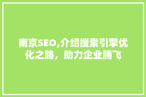 南京SEO,介绍搜索引擎优化之路，助力企业腾飞