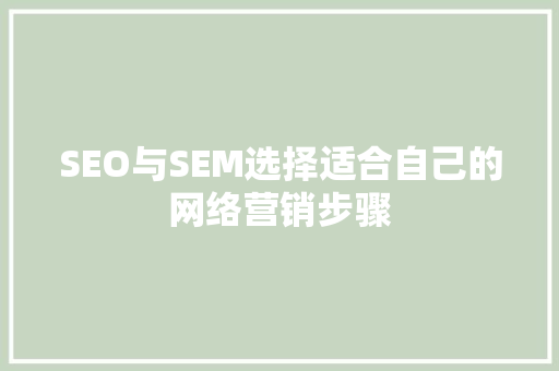 SEO与SEM选择适合自己的网络营销步骤