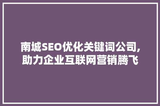 南城SEO优化关键词公司,助力企业互联网营销腾飞