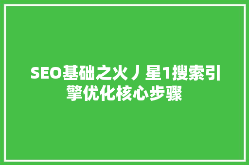 SEO基础之火丿星1搜索引擎优化核心步骤
