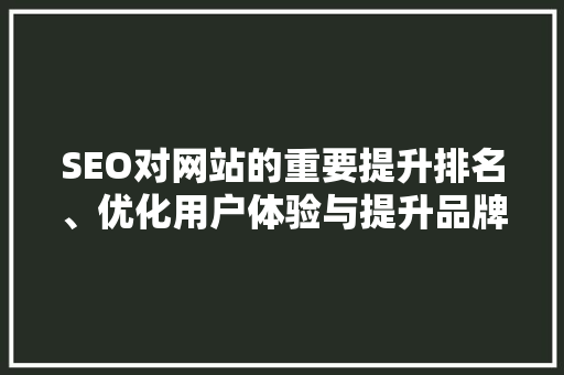 SEO对网站的重要提升排名、优化用户体验与提升品牌影响力