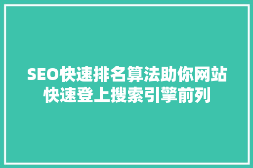 SEO快速排名算法助你网站快速登上搜索引擎前列