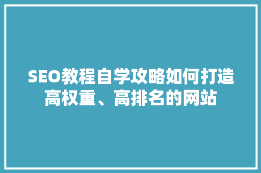 SEO教程自学攻略如何打造高权重、高排名的网站  第1张