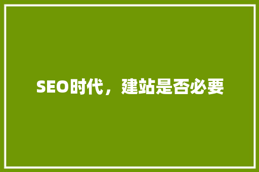 SEO时代，建站是否必要